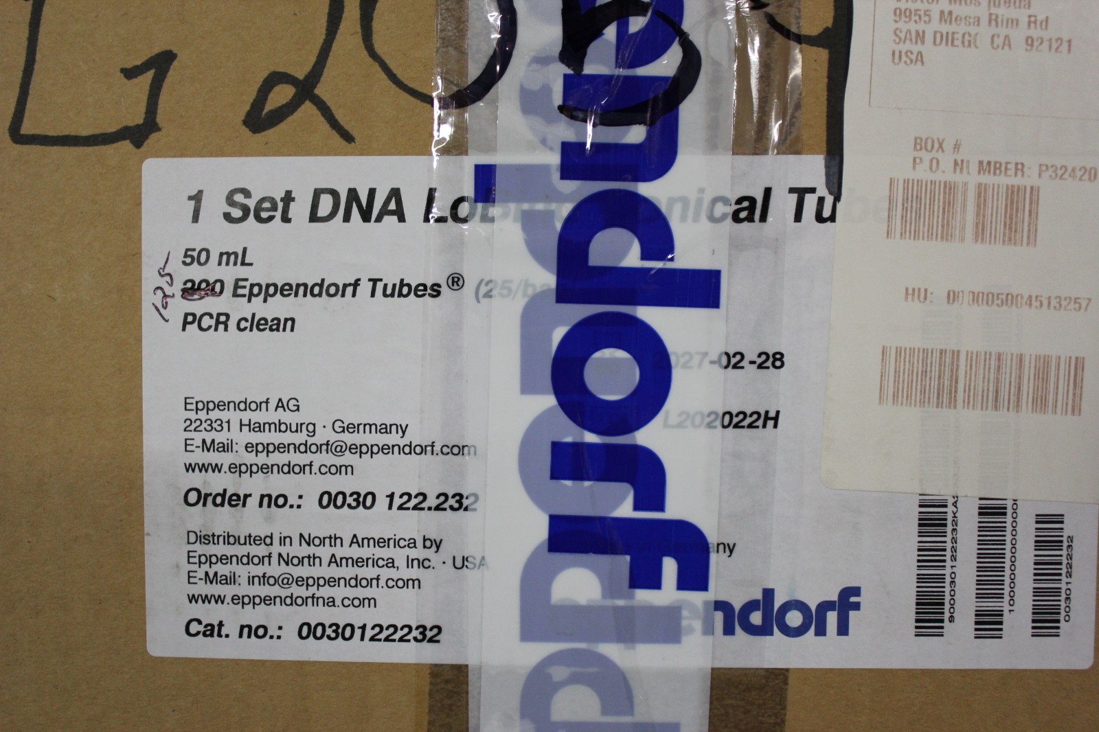 NEW CASE OF 125 EPPENDORF 50mL PCR CLEAN CONICAL TUBES 25/BAG 0030122232
