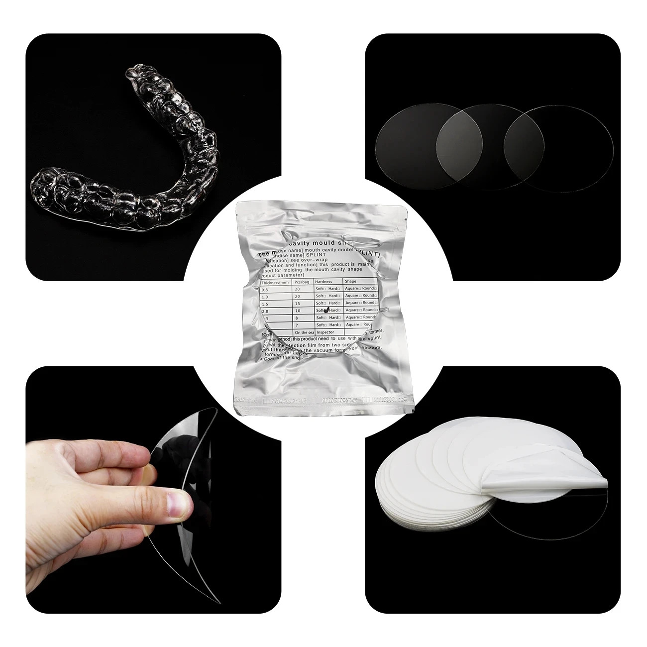 Dental Round Hard Splint Sheet 2.0mm Thermoforming Material for Vacuum Forming