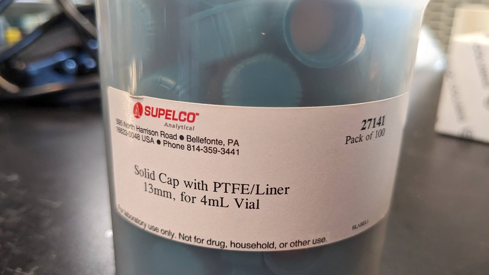 171 Supelco 4mL Amber Glass Vials + PTFE Lined Caps 27115-U / 27141 Lab GC HPLC