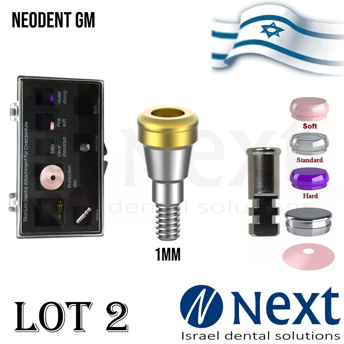 LOTx2 Dental Abutment Flat attachment Neo Dent GM Grand Morse conical 1 mm set