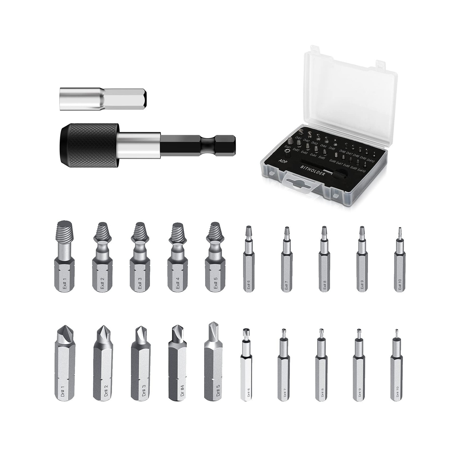 Damaged Screw Extractor Set, 22 PCS Easy Out Stripped Screw Extractor Kit, Al…
