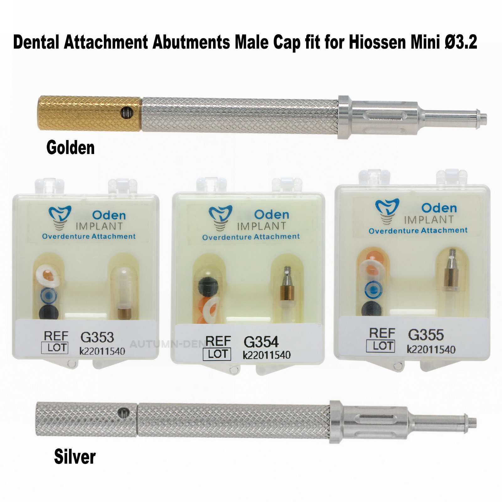Dental 1Pc Mini Ø3.2 3/4/5mm Abutment & 5PCS Male Caps Kits for Hiossen Osstem