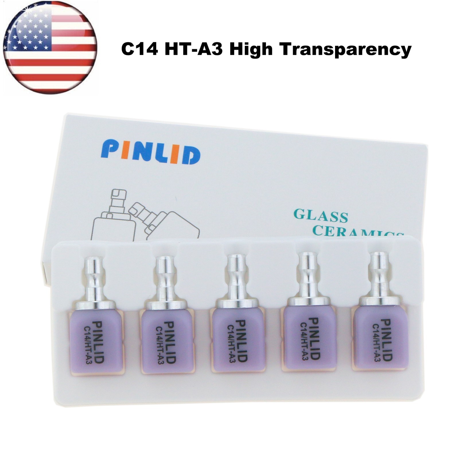 US C14 HT Dental Emax Glass Ceramic Blocks Lithium Disilicate CAD/CAM CEREC