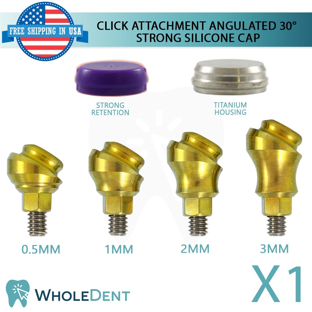 Angulated Click Attachment Strong Silicone Cap 30° Dental Internal Hex