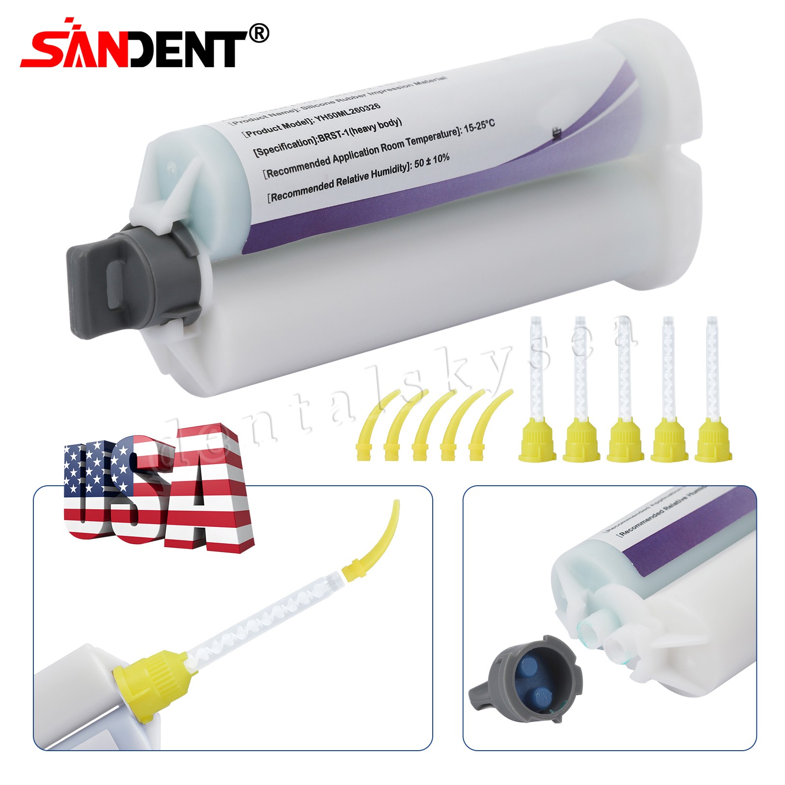 SANDENT Dental 1:1 LED Fiber Optic Contra Angle Handpiece fit E-Type Motor