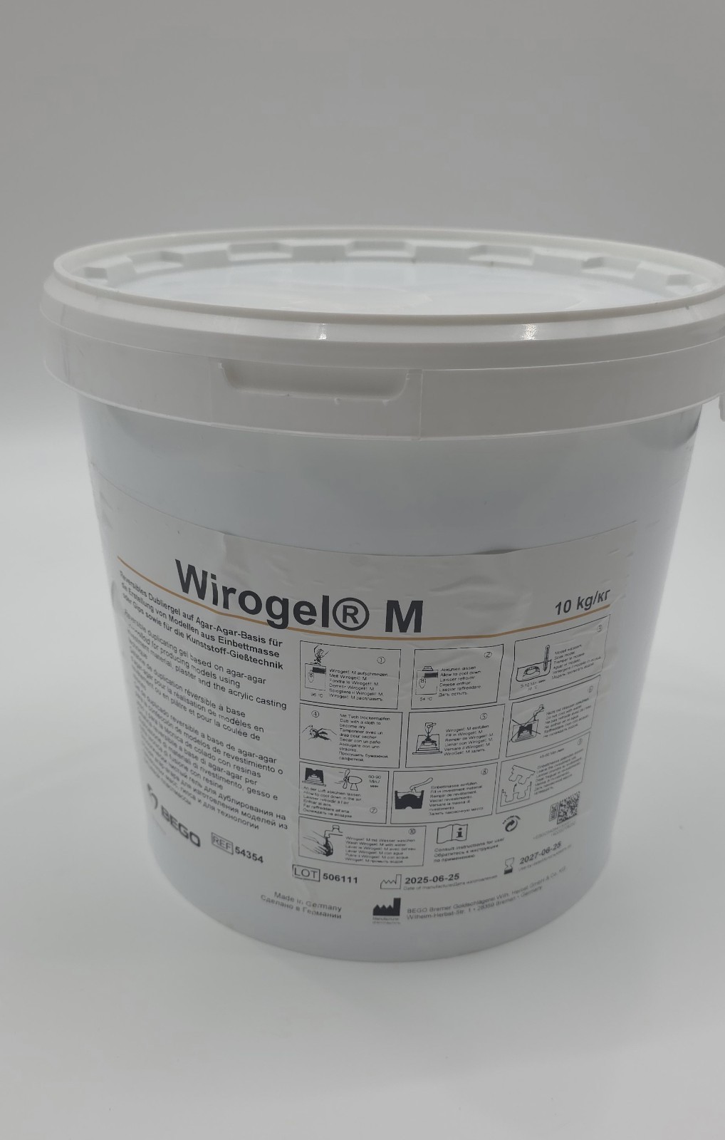 BEGO Wirogel M Blue Hydrocolloid Duplicating Material 10 kg Bucket, 2 Flasks