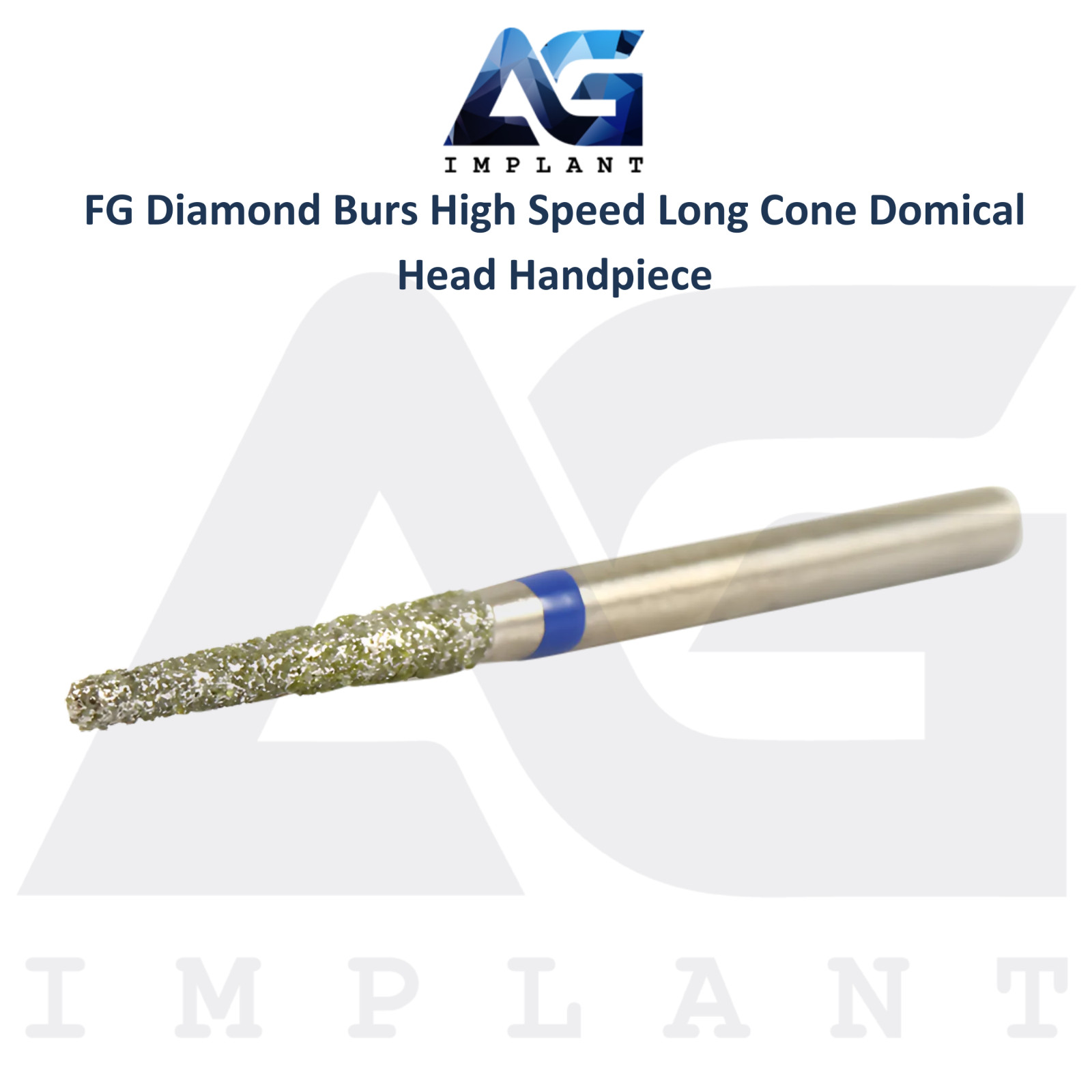 Dental FG Diamond 10 Burs High Speed Long Cone Domical Head Handpiece Tool