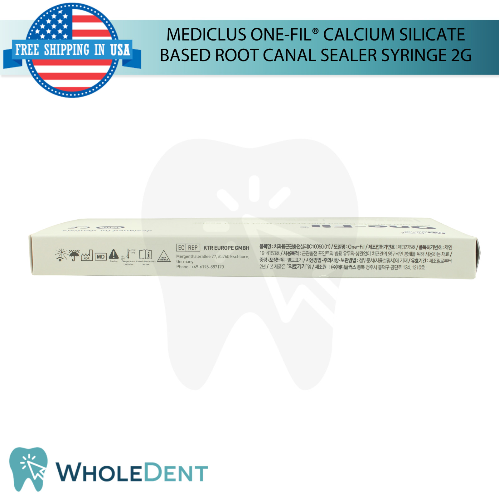 Dental One-Fil® Calcium Silicate Based Ro0t Canal Sealer Syringe 2g Bioceramic