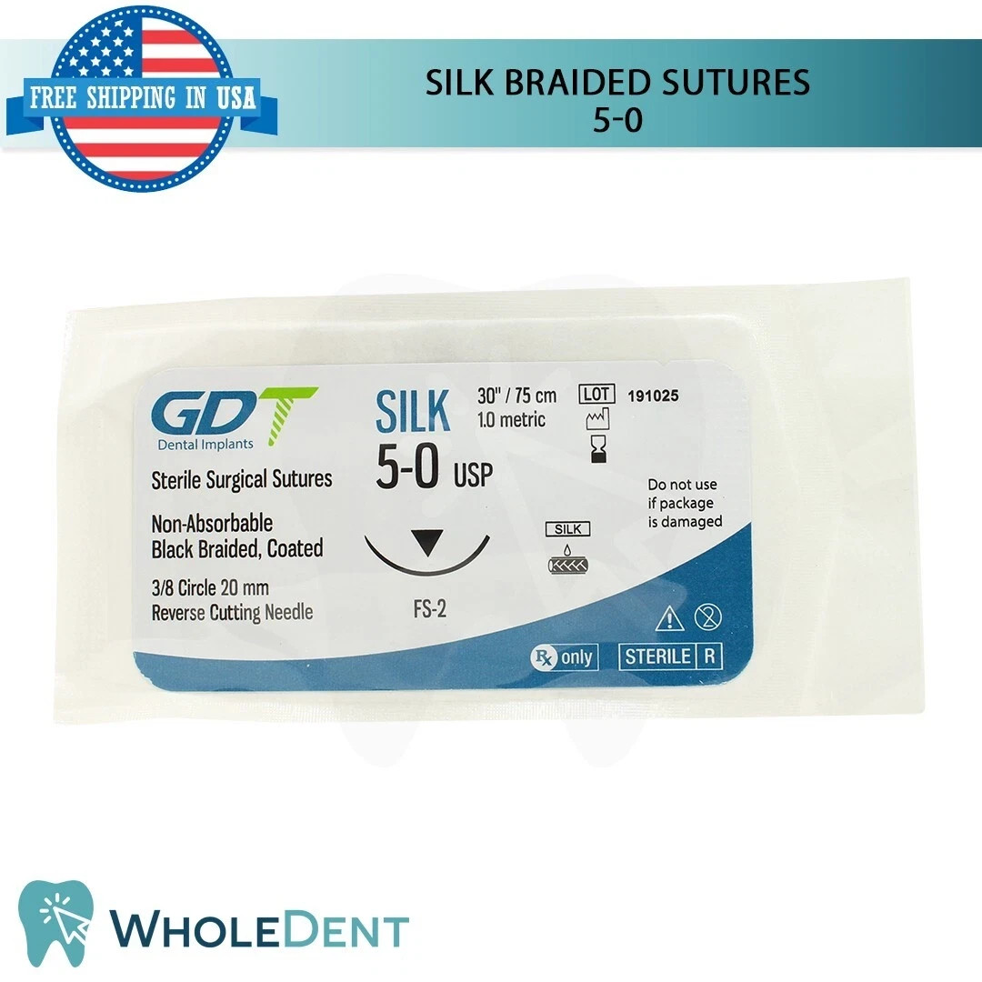 1X Atraumatic Nylon Suture Sewing Thread 3/8 Circle Reverse Sterile 5-0