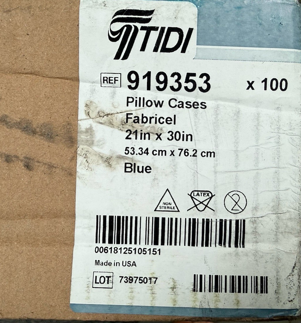 Tidi 919353 Pillow Cases Blue 21″ X 30″ 100 Per Case New