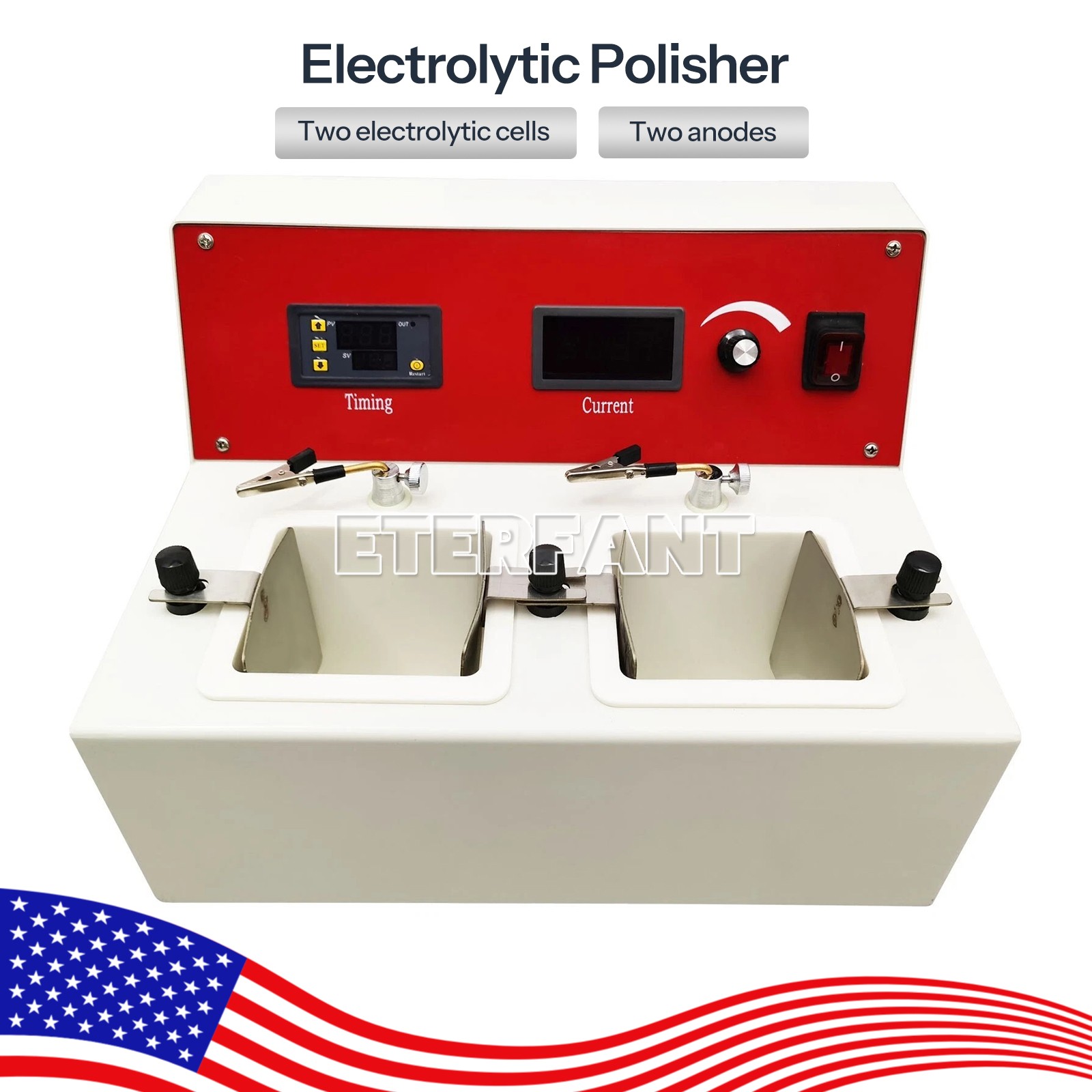 ETERFANT Dental Lab Electrolytic Polish Machine Two electrolytic Cells 110V 250W