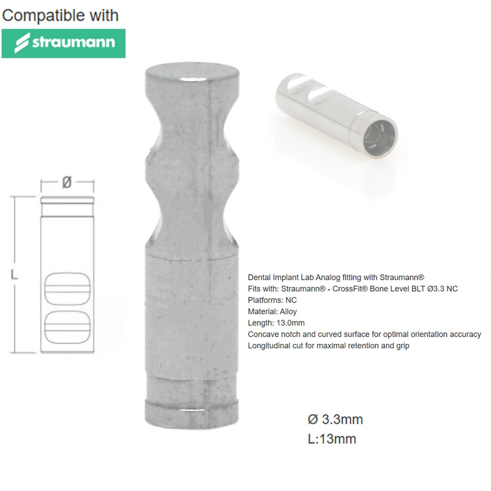 Implant Transfer Impression Tray Scan Body Analog for Straumann NC/RC B0ne Level