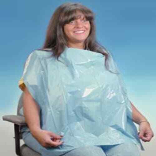 Buffalo Dental Soft Disposable Blue Plastic Patient Apron, Large 26″