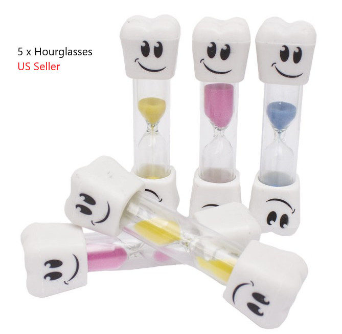 5 SANDGLASS HOUR GLASS DENTIST DENTAL BRUSHING 3 MIN Brush Timer Kids Love it !