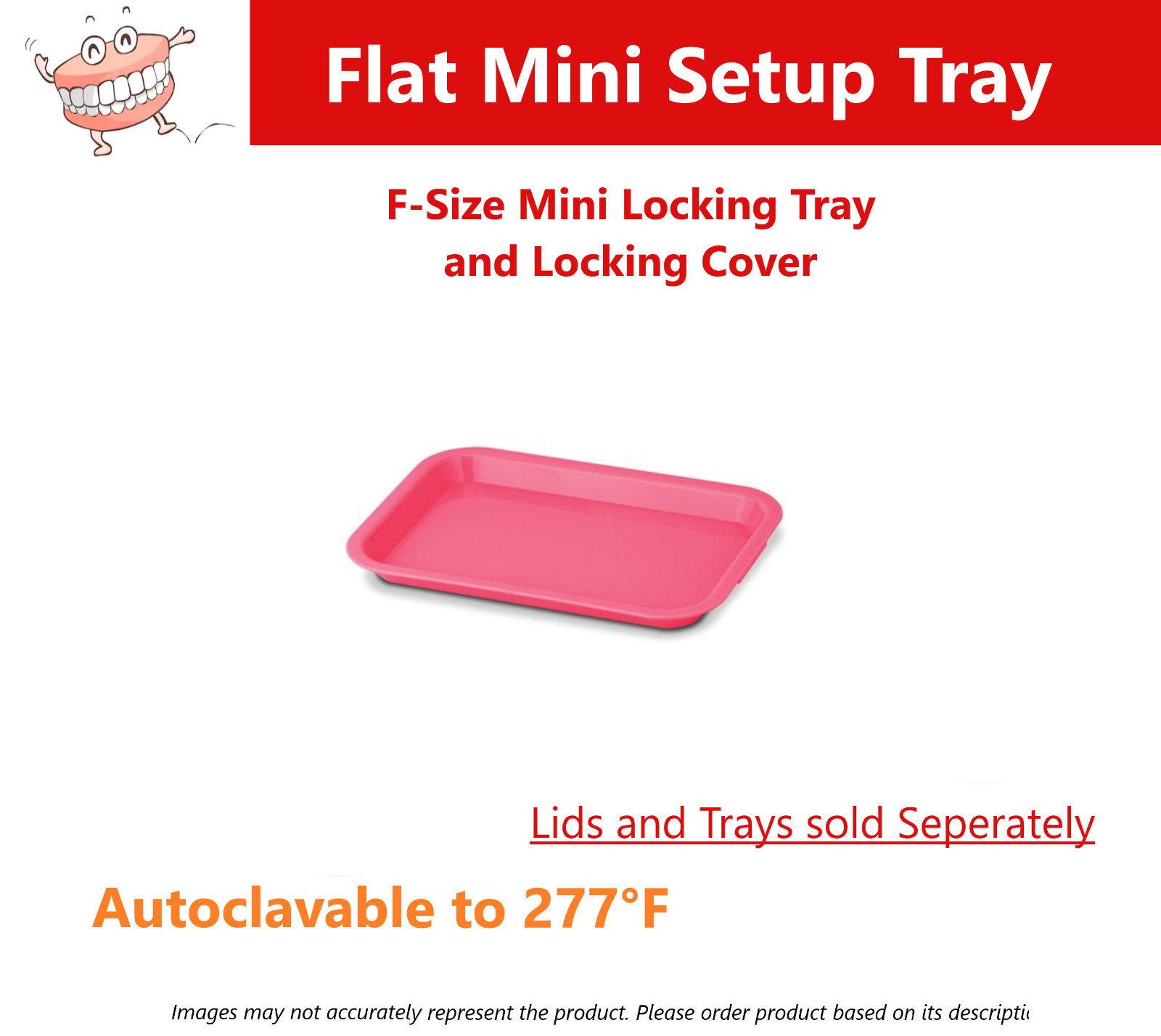 Dental Procedure Set-Up Trays Flat B (Ritter) or F Mini, or B Divided Tray 250F