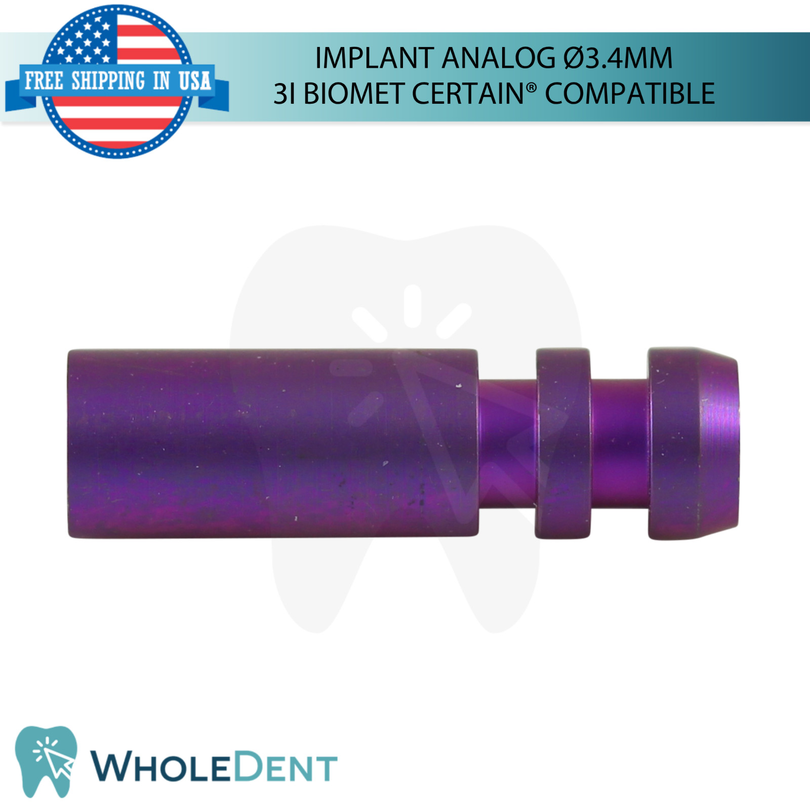 5x Dental Fixture Analog Ø3.4mm 3i Biomet Certain® Compatible Platform Lab