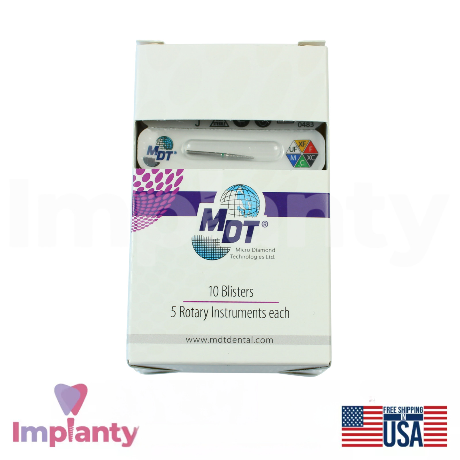MDT Dental Short Pointed Cone FG Diamond Burs 165 Cutting Contouring Detailing