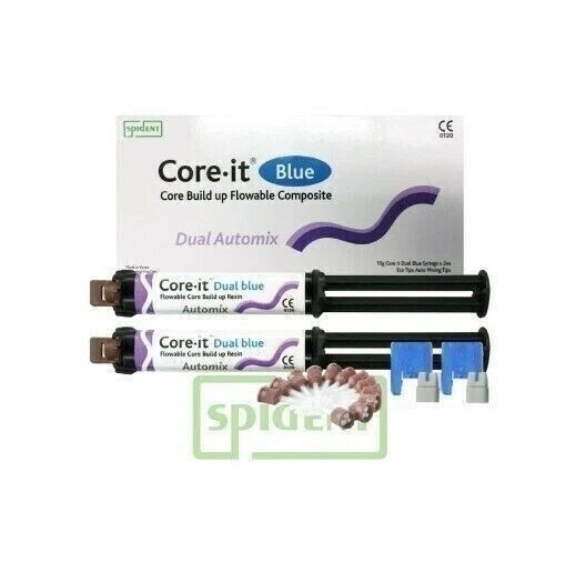 SPIDENT Core it Blue Dual Smartmix Core Buildup Flowable Dental Material 2x10gm