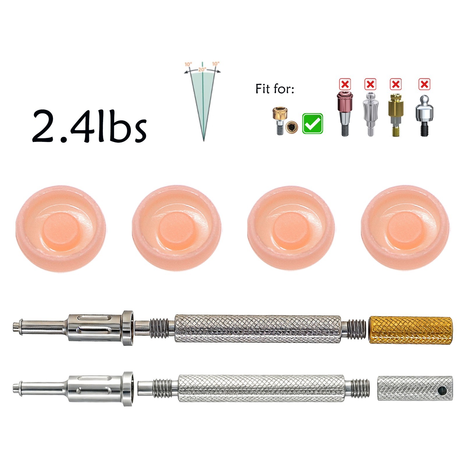 US Universal Dental Overdenture Implant Retention Caps 2.4lbs &Locator Core Tool