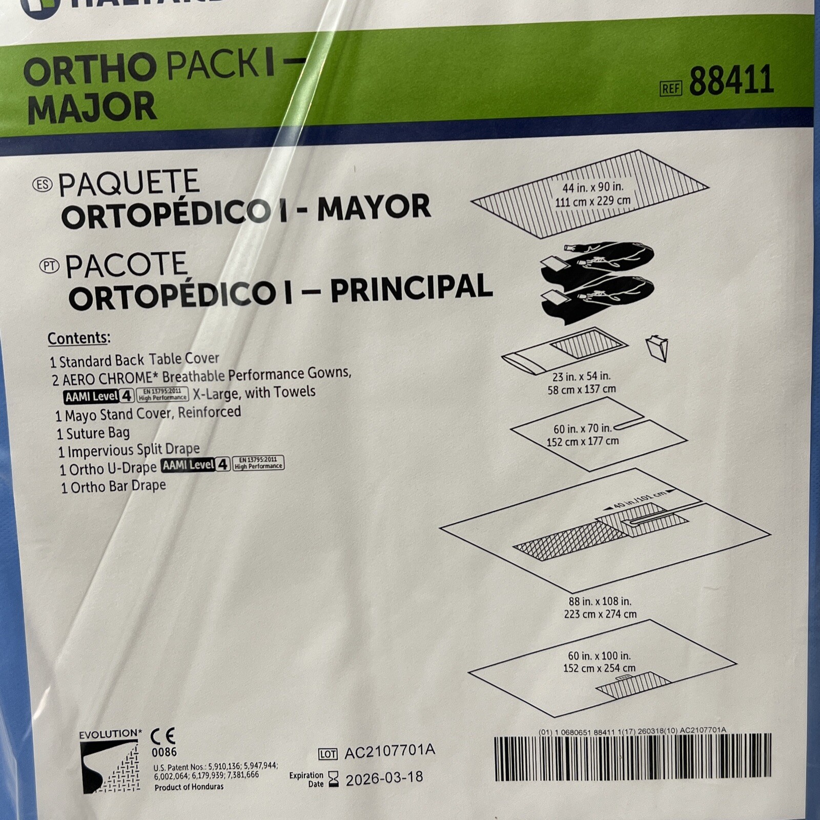 Case of 5 Halyard 88411 Ortho Pack I, MAjor Expires 03/18/2026