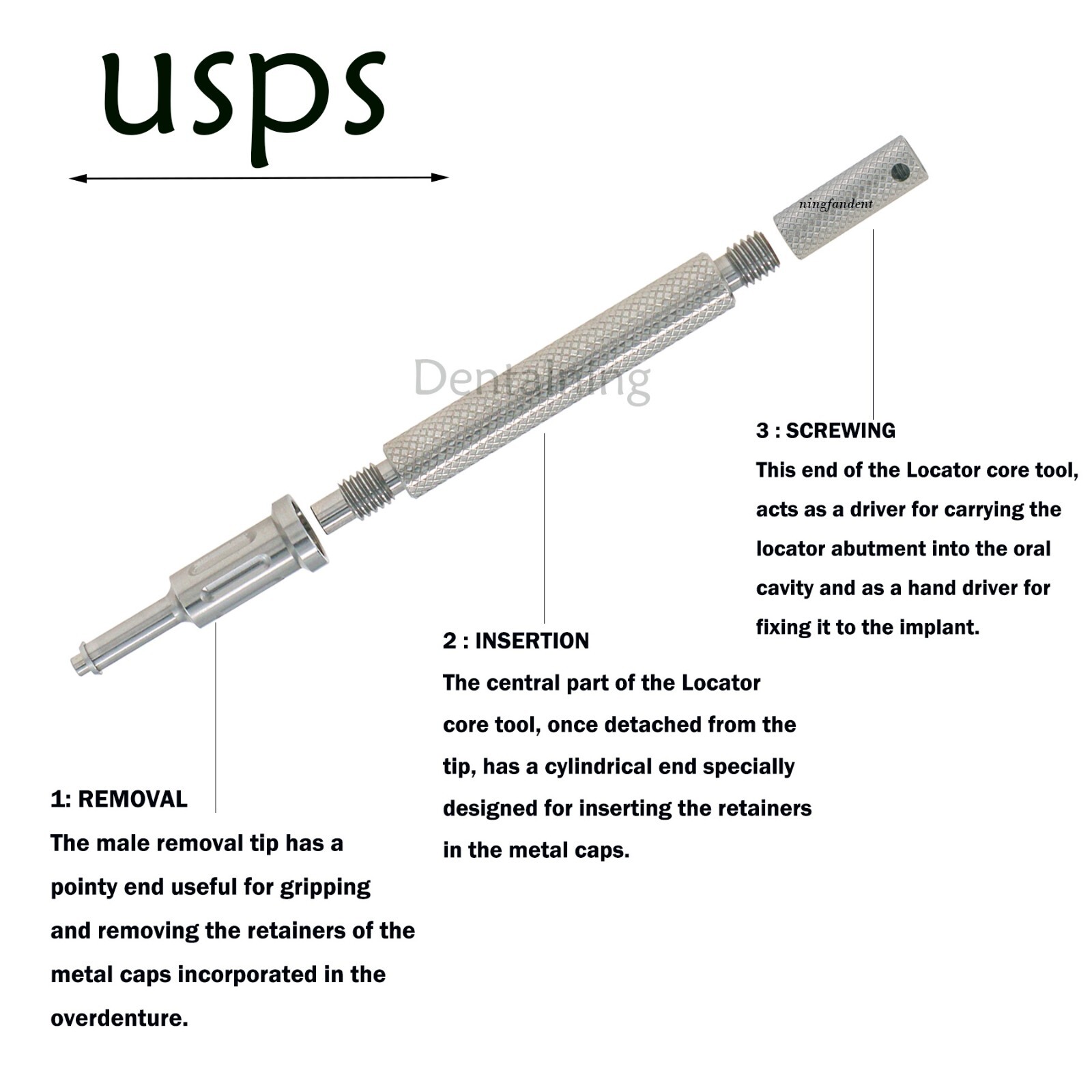 US Implant 3-In-1 Core Tools,Dental Locator Abutment Components