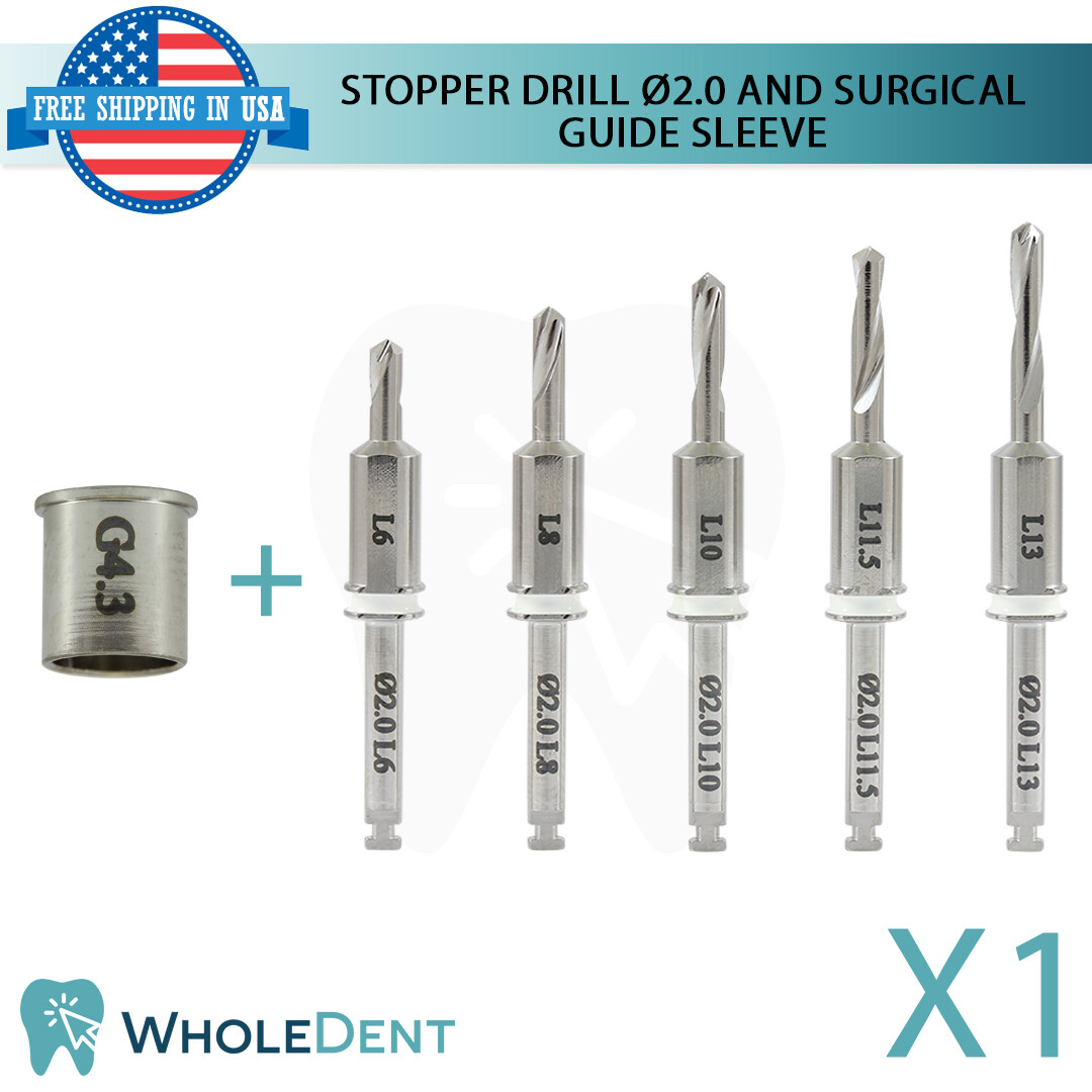 Surgical External Irrigation Stopper Drill Ø2.0 And Guide Sleeve Dental Implant