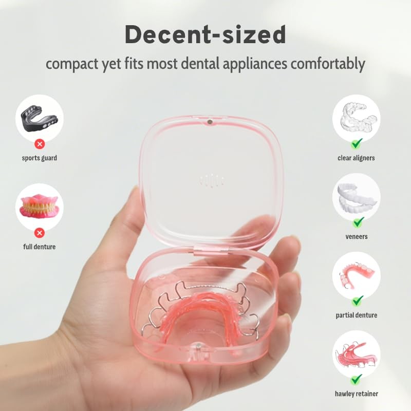 Maobuli Transparent Slim Retainer Case, Small Aligner Box Small, Clear Pink