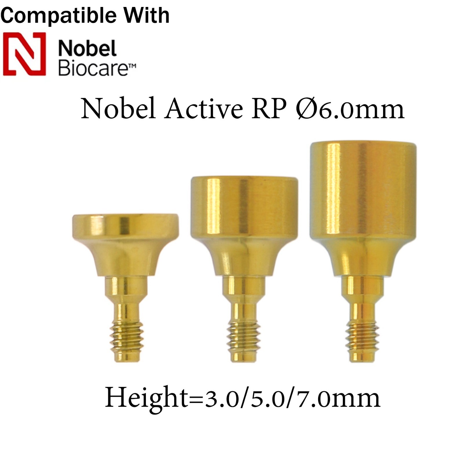 Dental Healing Cap Abutment RP/NP fits NOBEL Active Ø3.6/5.0/6.0 H=3.0/5.0/7.0mm