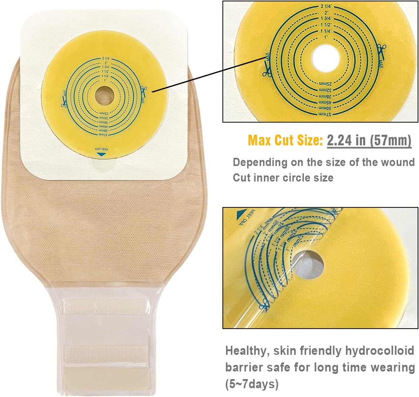 Carbou 21 PCS Ostomy Supplies Colostomy Bags Two Piece 12 Inch (Pack of 21)