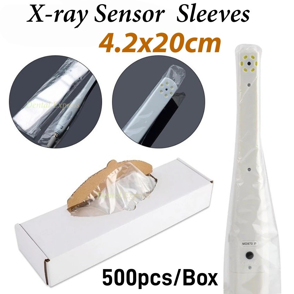 500Pcs Dental Disposable Plastic Cover Digital X-ray Sensor Barrier Sleeves
