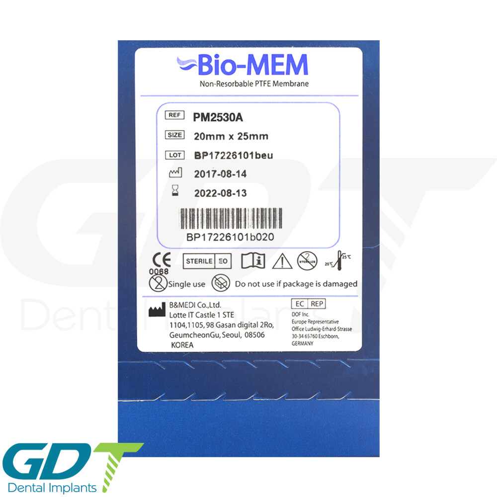 Titanium Reinforced PTFE Membrane Barrier 25mmX30mm Sterile Dental GBR Synthetic