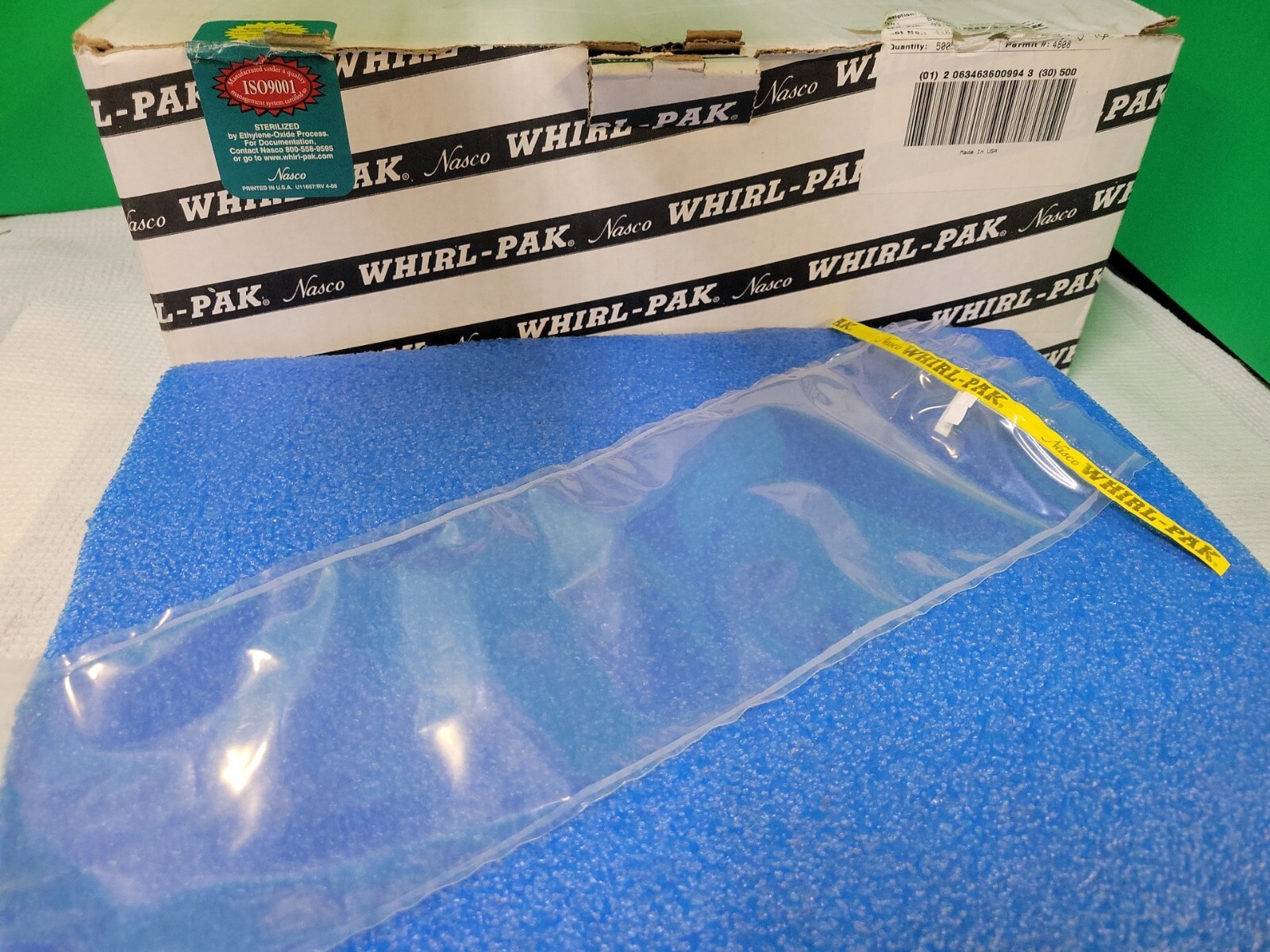 BOX of 500- Nasco Whirl-Pak 36oz, 5×15″ Sterile Sample Bag 3MIL, B00994