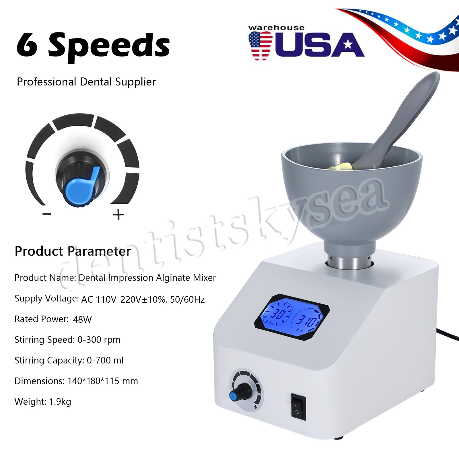 DENTAL LAB DIE STONE IMPRESSION MATERIAL ALGINATE MIXER 110V or 220V