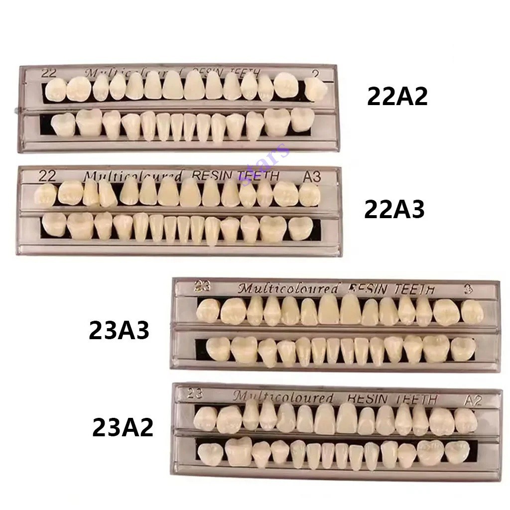 2 Sets Dental Acrylic Denture Resin #22 #23 Shade A2 A3 False Teeth Full Set U+L