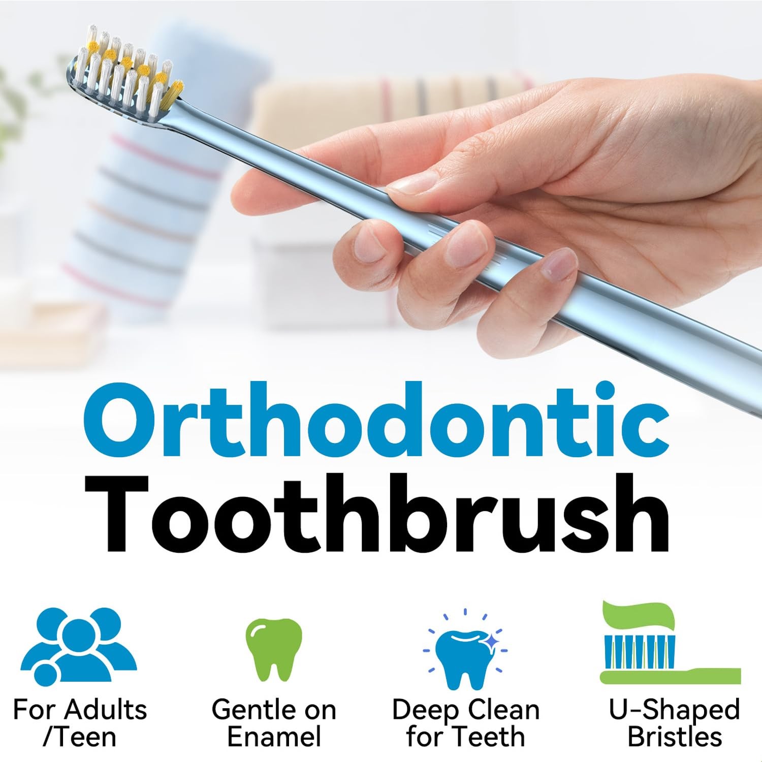 JTF Orthodontic Manual Toothbrush for Braces: 1 Count (Pack of 6), Pink-blue