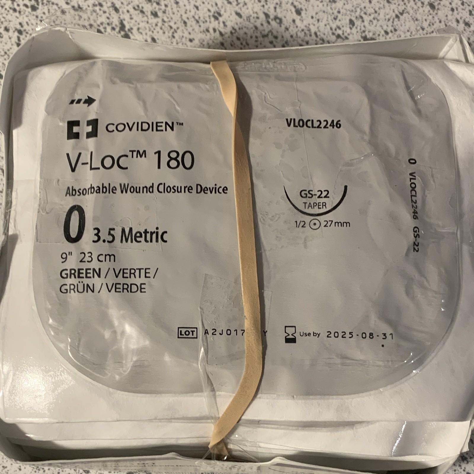 Covidien V-Loc 180 Absorbable Wound Closure Device 0 9in Green VLOCL0346