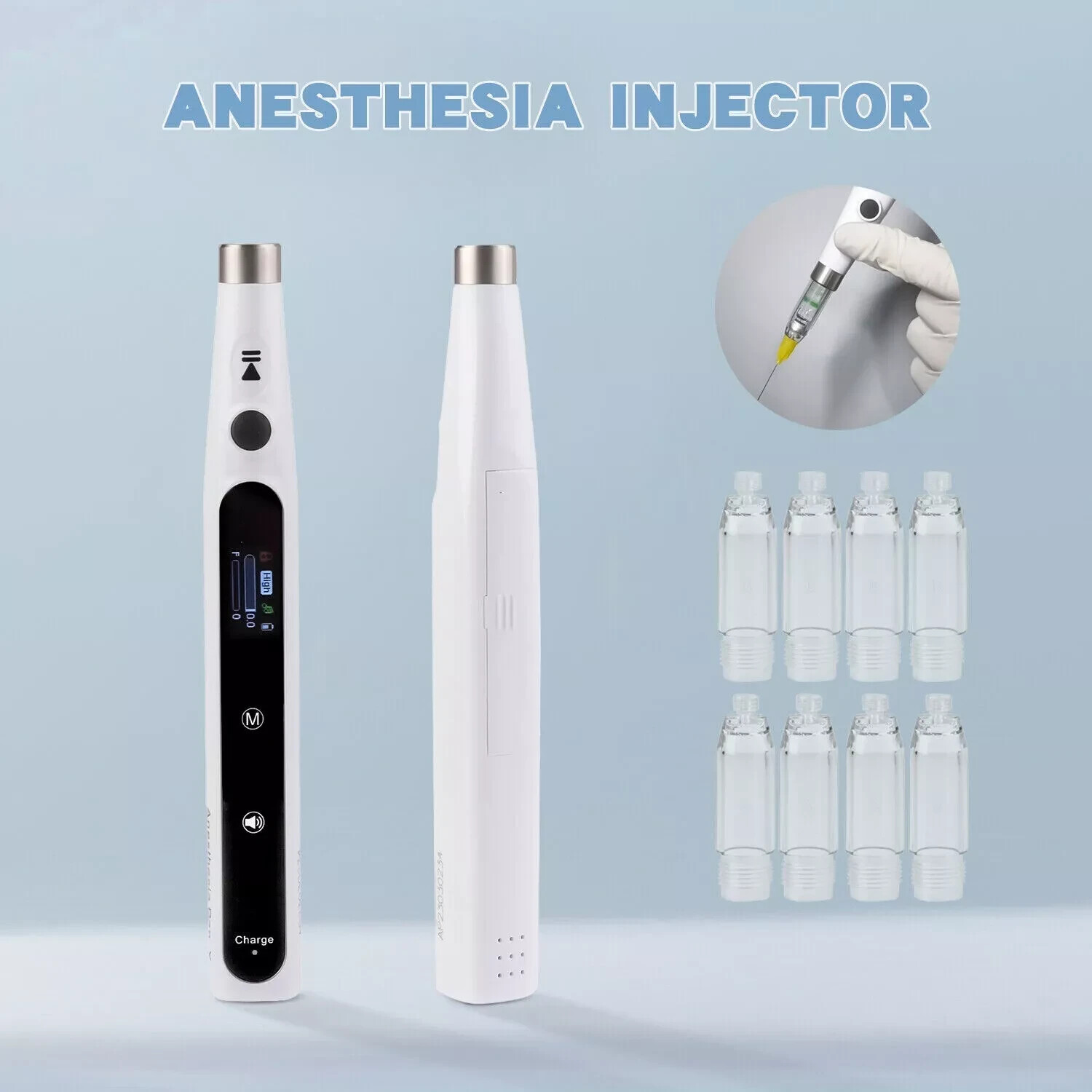 REDLAND Dental Anesthesia Injector Syringes Wireless Pen with 8 Injection Tubes