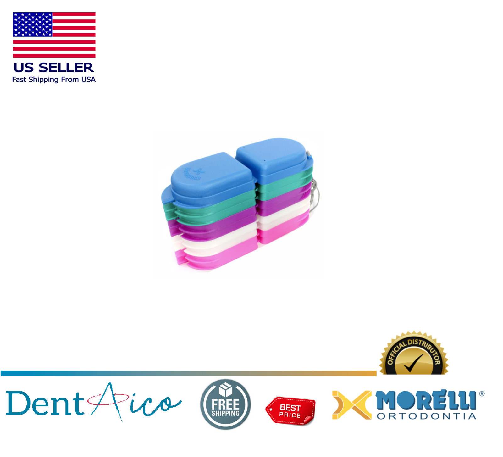 Retainer Box with articulated cover Assorted colors Morelli Orthodontic Dental