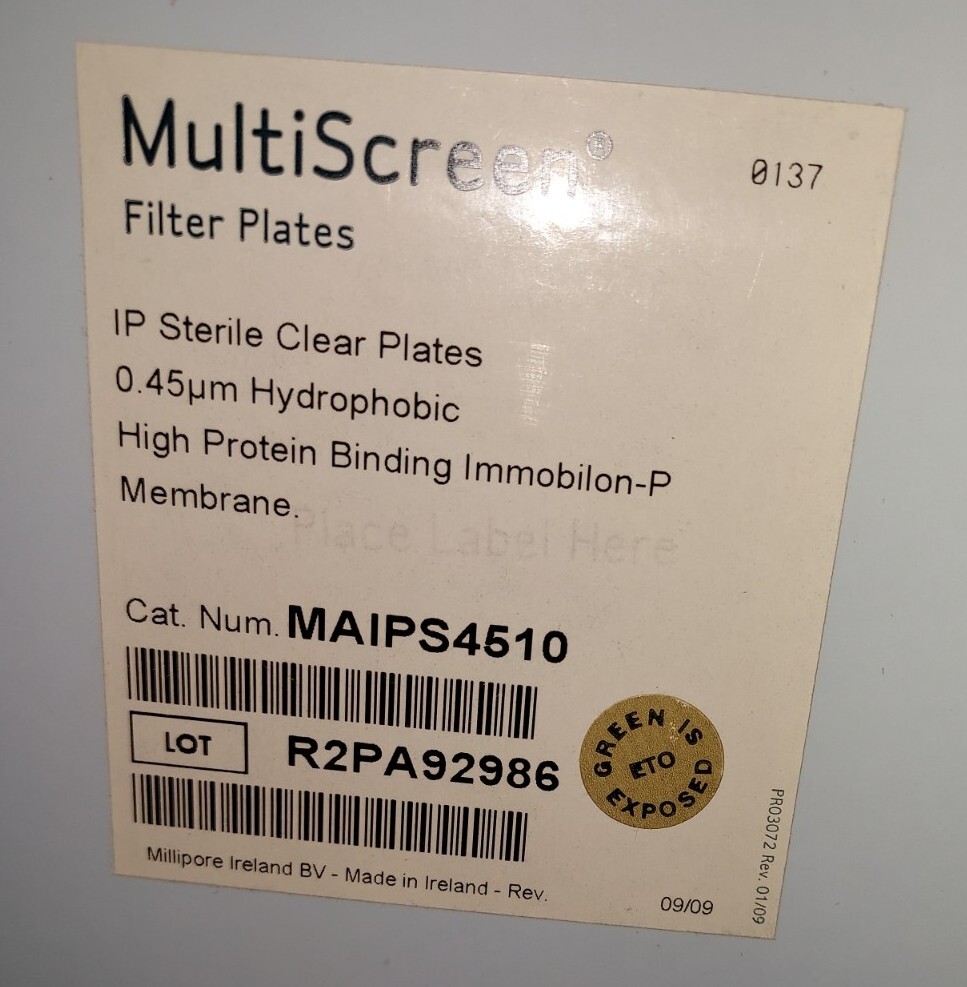 NEW MILLIPORE MAIPS4510 MULTISCREEN 96 WELL FILTRATION PLATE 0.45 UM