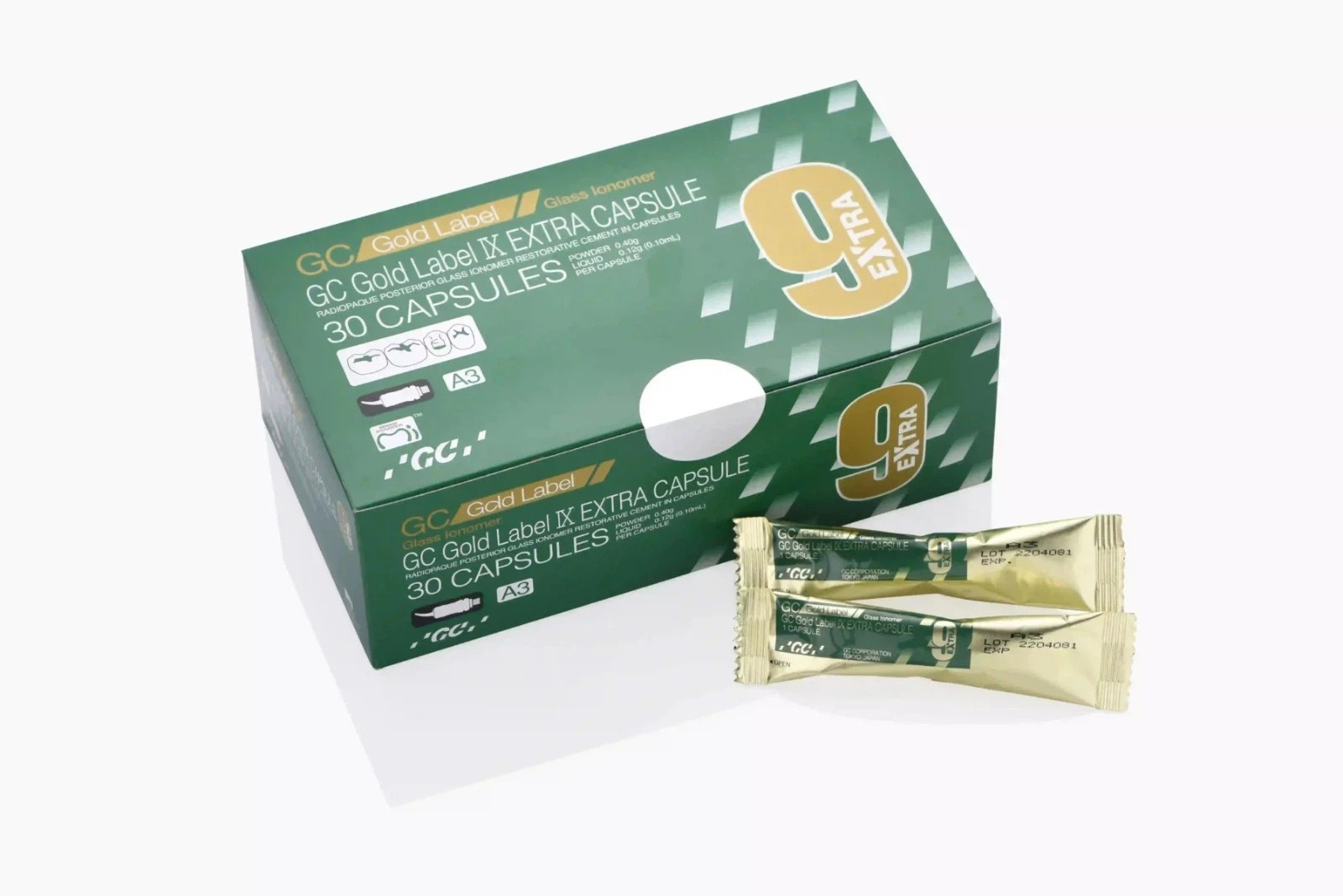 GC FUJI 9 GP EXTRA GIC Cement Posterior Dental Restorative 30 Capsule Pk