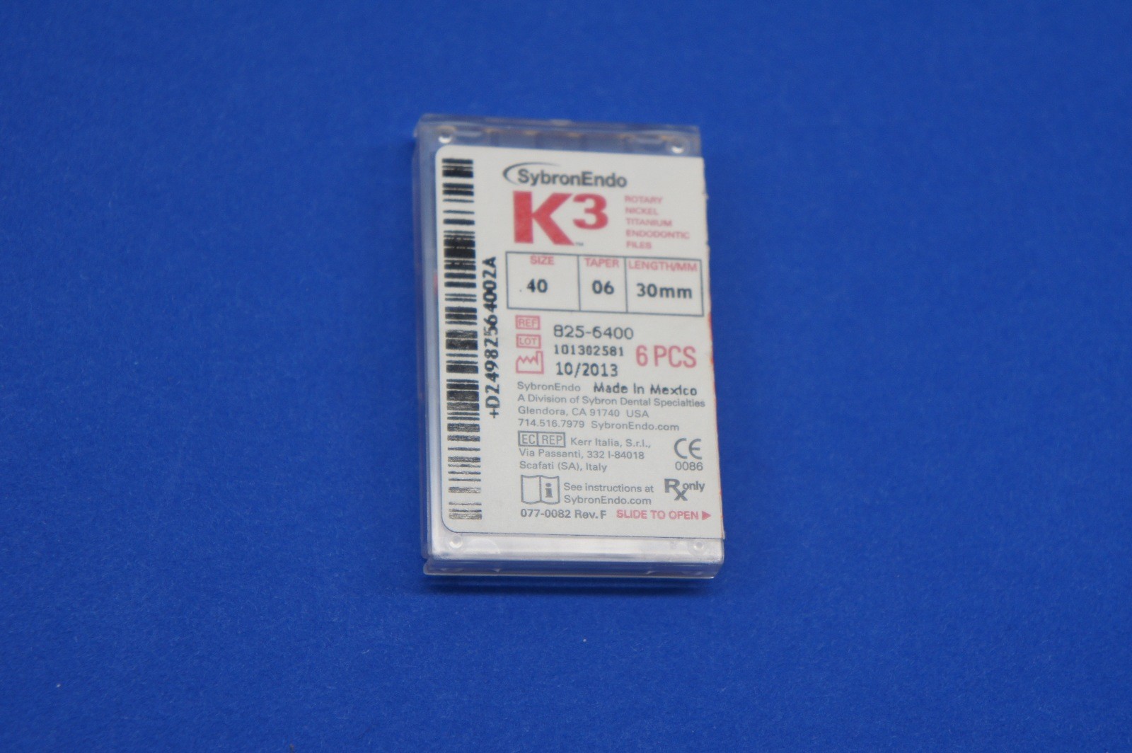 SybronEndo 825-6400 K3 Rotary Nickel Titanium Endodontic Files 0.40 ~ Box of 6