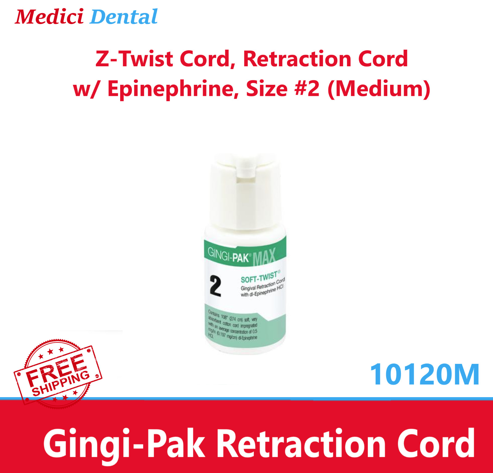 Gingi-Pak MAX Z-Twist Retraction Cord Braided Impregnated Epi Size 2, 10172M