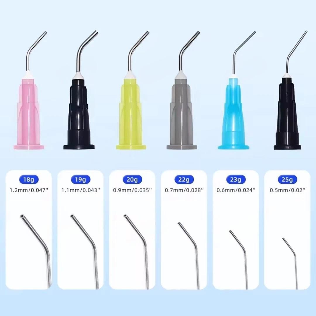 100 Pcs/Pack Dental Flowable Needle Delivery Tip re-Bent Flowing Dispensing Tips