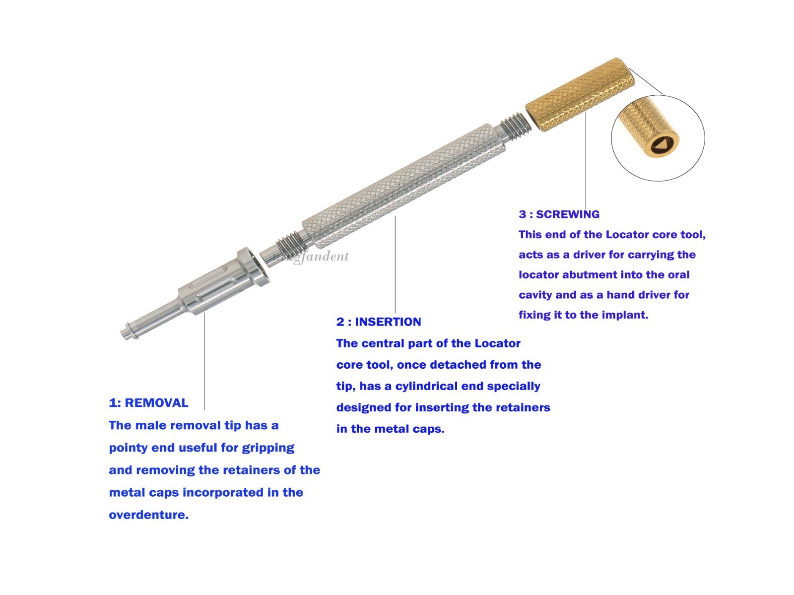 US Universal Dental Attachment Retentive Caps Insertion Extraction Tool