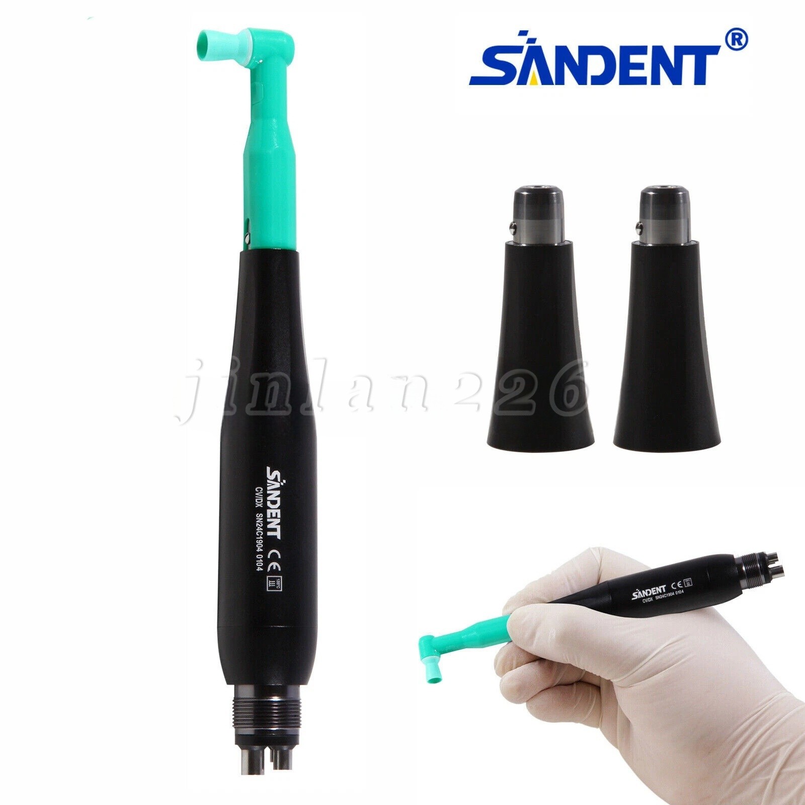 Dental Hygiene Prophy Air Motor Handpiece Kit 3 Nose Cones 360° Swivel 4 Holes