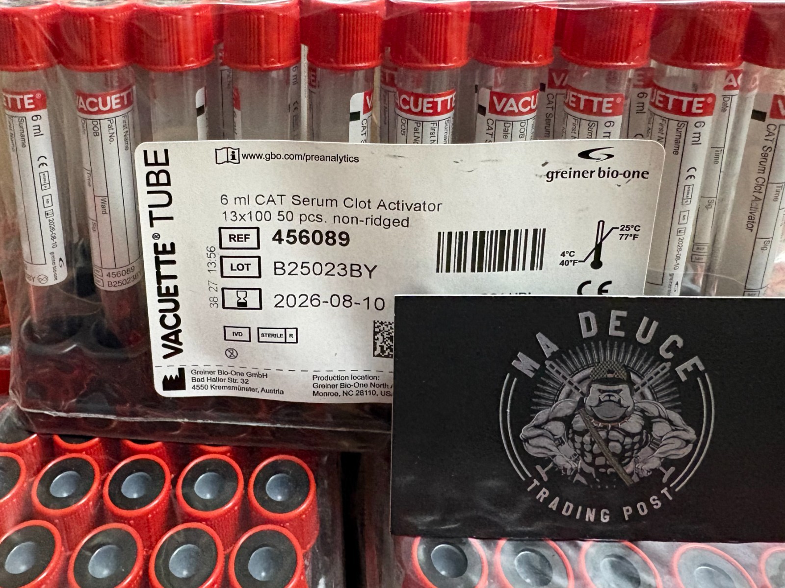 900 Tubes Vacuette 456089 6ml CAT Serum Clot Activator 13×100 Non-Ridged 8/2026