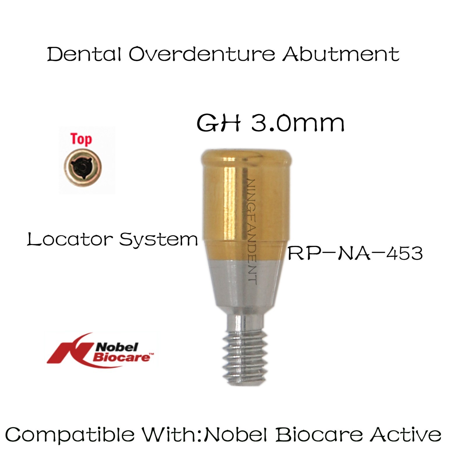 Locator Abutments Nobel Active RP 4.3mm (D) Height (1-5.0 mm) Implant Male Caps