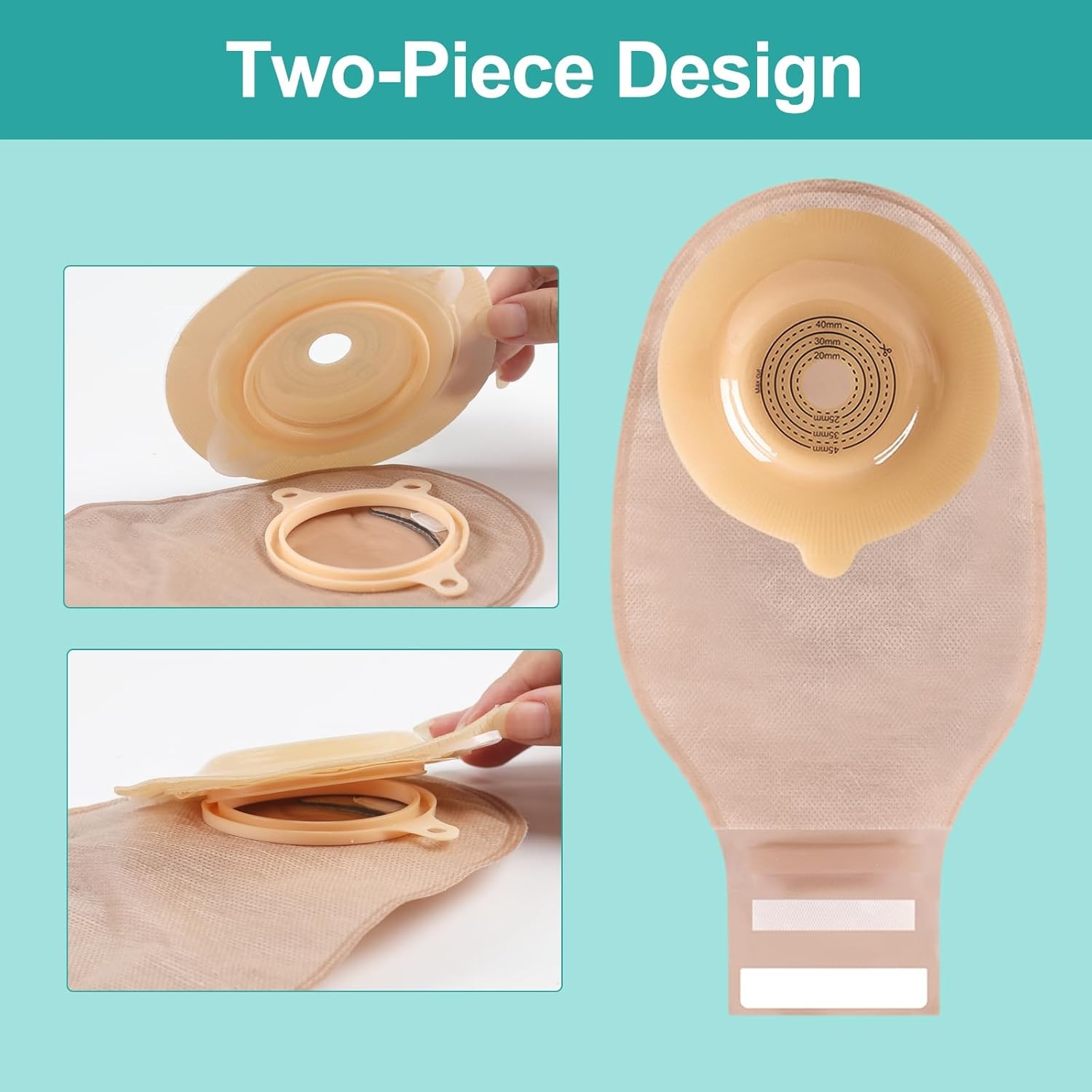 Colostomy Bags, 20 PCS Ostomy Supplies Two Piece Drainable Convex Bag…
