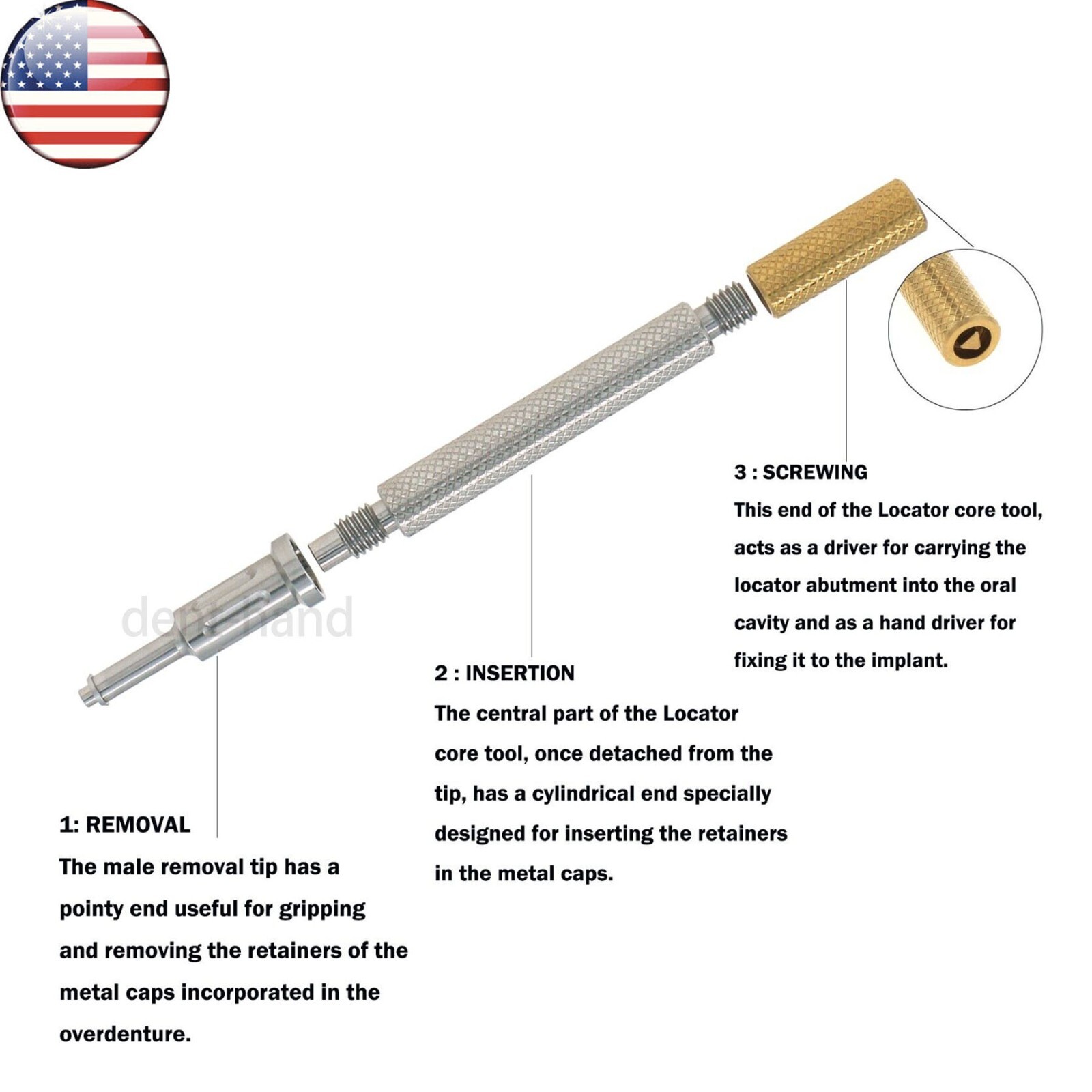 US Dental Universal Implant Retention Caps Insertion Extraction Remove Core Tool