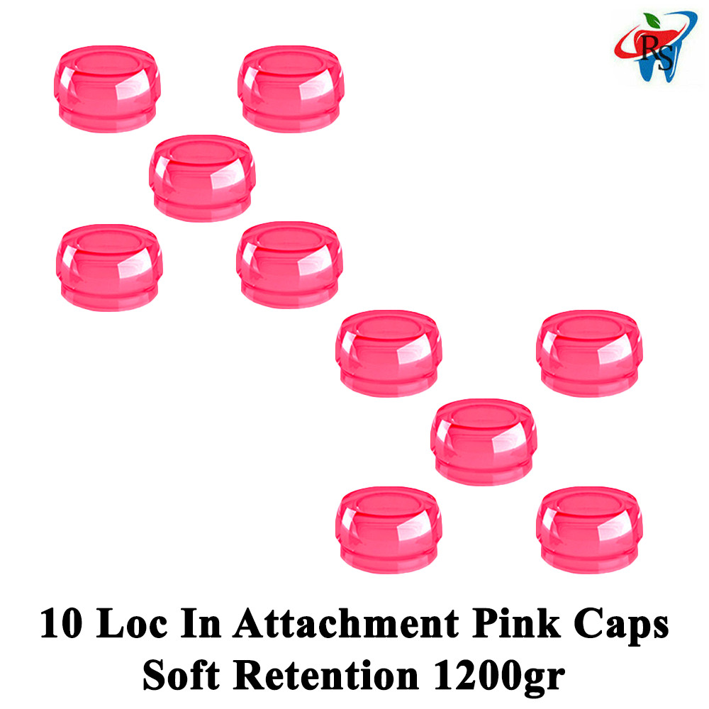10pcs Dental Pink Silicone Caps Soft Retention 1200gr For Loc In Attachment